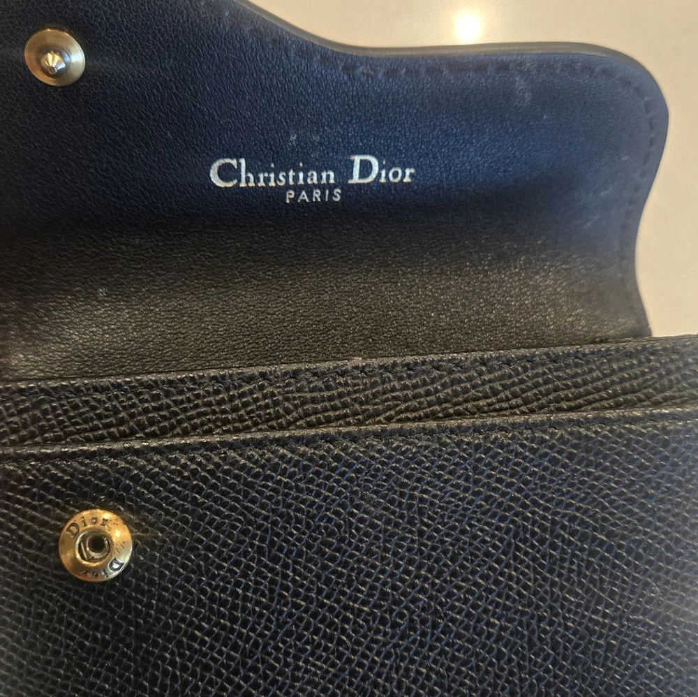 DIOR Black Saddle Bloom Card Holder
